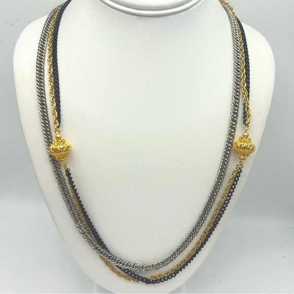 Celebrity 3-Strand Mixed Metal Necklace - Picture 1 of 3